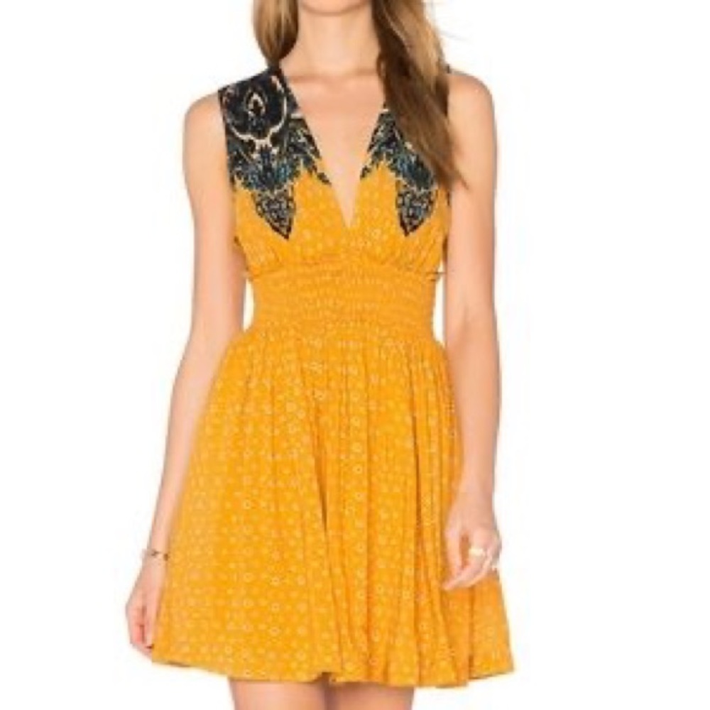 Free People Walking Through My Dreams Orange Floral Paisley Smocked Dress - Picture 1 of 15